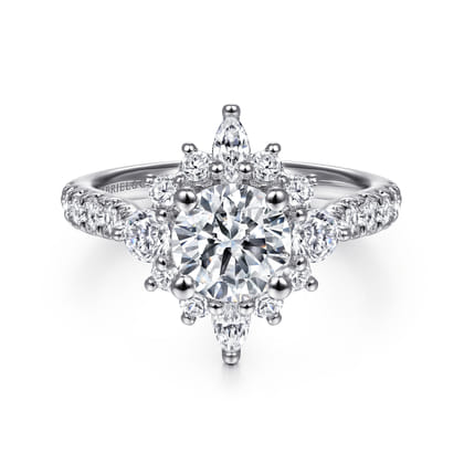 Astor - Platinum Unique Round Halo Engagement Ring