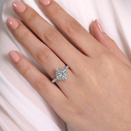 Astor - Platinum Unique Round Halo Engagement Ring