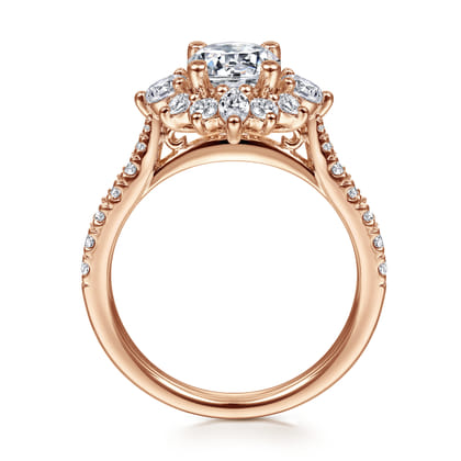Astor - Unique 14K Rose Gold Round Halo Diamond Engagement Ring