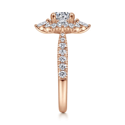 Astor - Unique 14K Rose Gold Round Halo Diamond Engagement Ring