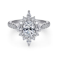 Astor - Unique 14K White Gold Oval Halo Diamond Engagement Ring
