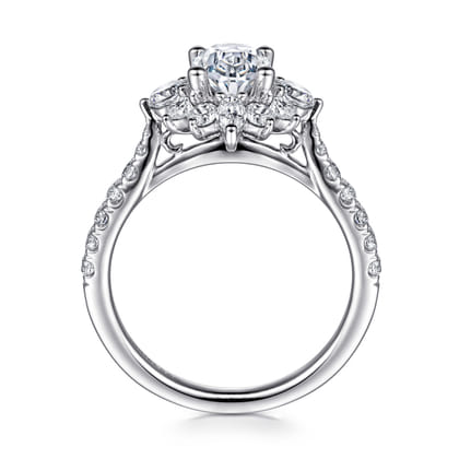 Astor - Unique 14K White Gold Oval Halo Diamond Engagement Ring