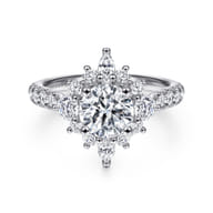 Astor - Unique 14K White Gold Round Halo Diamond Engagement Ring