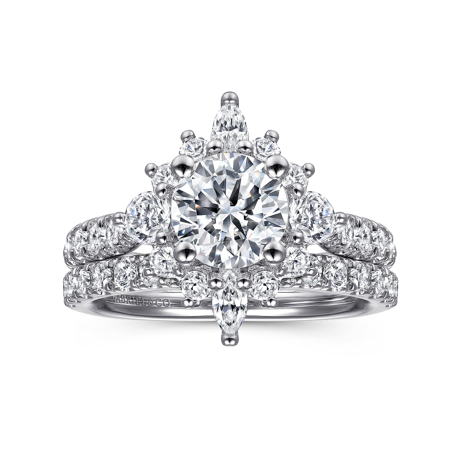 Astor - Unique 14K White Gold Round Halo Diamond Engagement Ring