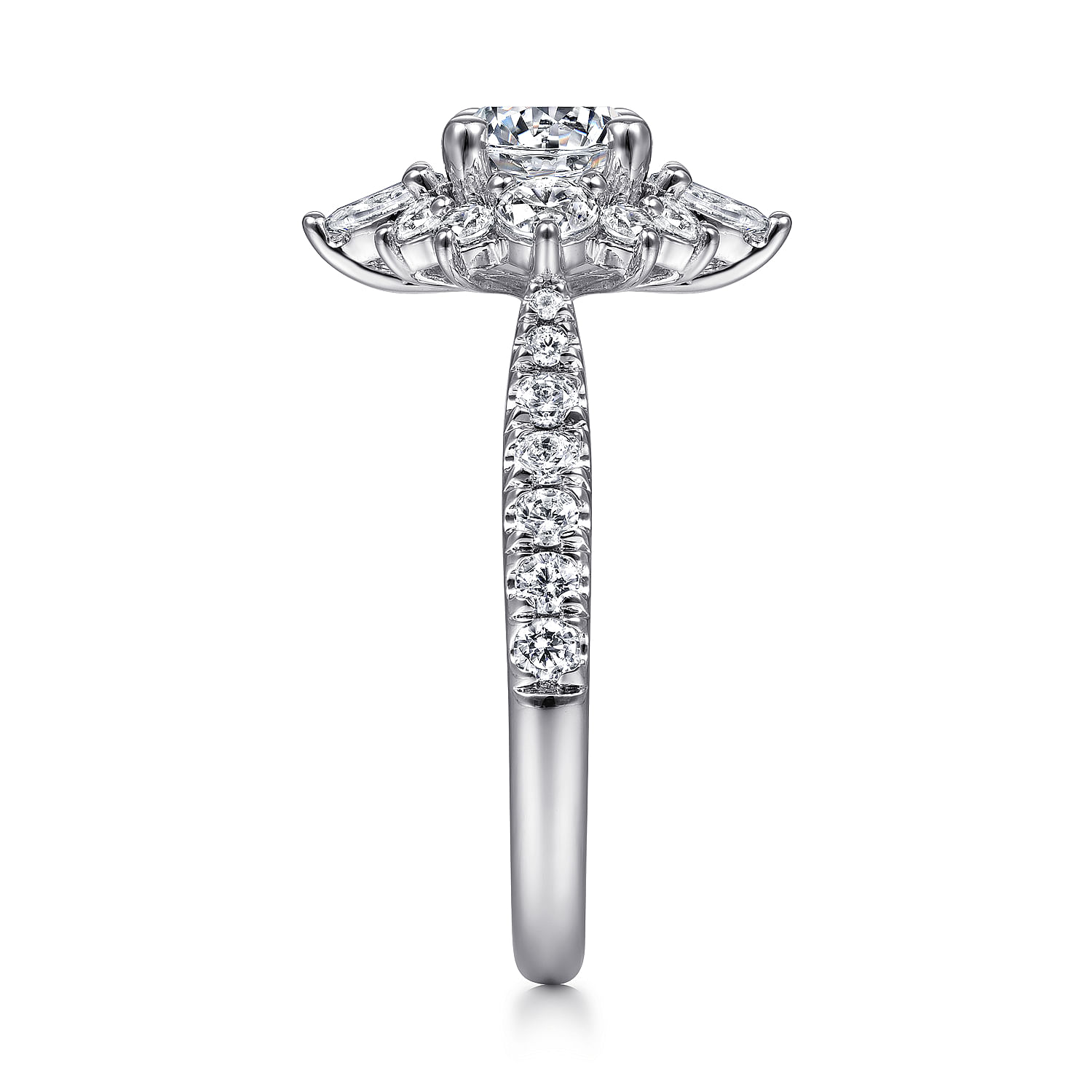 Astor - Unique 14K White Gold Round Halo Diamond Engagement Ring