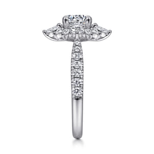Astor - Unique 14K White Gold Round Halo Diamond Engagement Ring