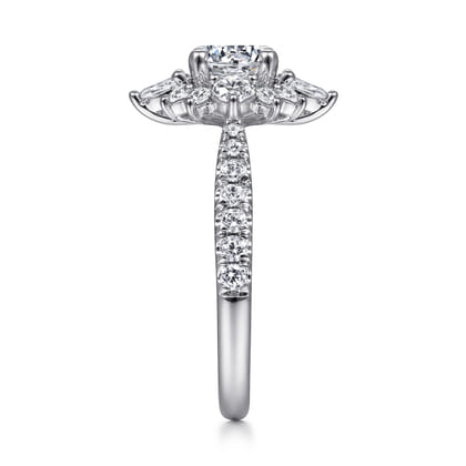 Astor - Unique 14K White Gold Round Halo Diamond Engagement Ring