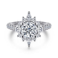Astor - Unique 14K White Gold Round Halo Diamond Engagement Ring