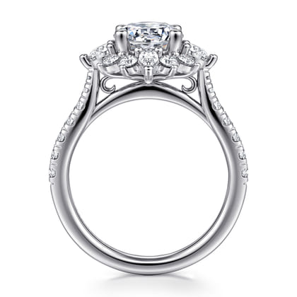 Astor - Unique 14K White Gold Round Halo Diamond Engagement Ring