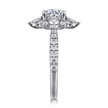 Astor - Unique 14K White Gold Round Halo Diamond Engagement Ring