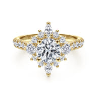 Astor - Unique 14K Yellow Gold Round Halo Diamond Engagement Ring