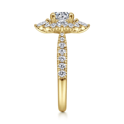 Astor - Unique 14K Yellow Gold Round Halo Diamond Engagement Ring