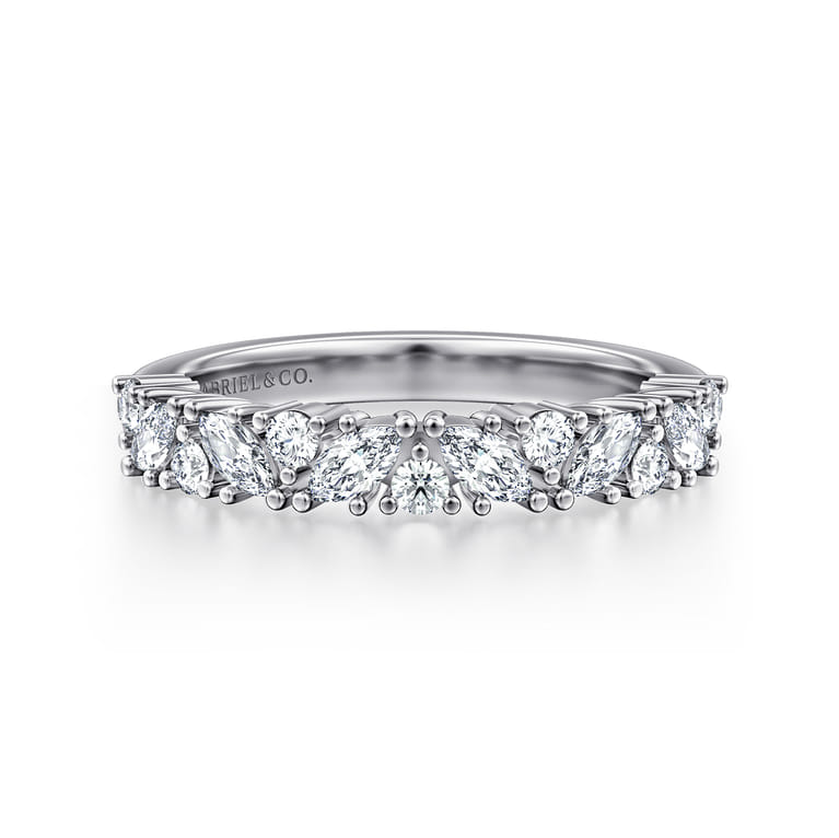Fancy Wedding Ring in 14k White Gold with Marquise Natural Diamond at Gabriel & Co. - Shot 1