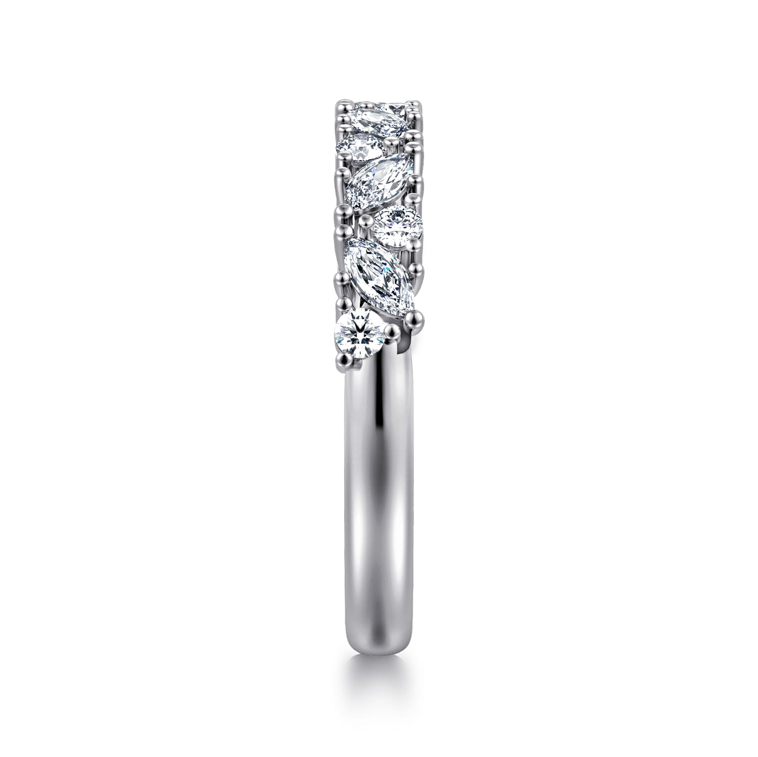 Fancy Wedding Ring in 14k White Gold with Marquise Natural Diamond at Gabriel & Co. - Shot 4