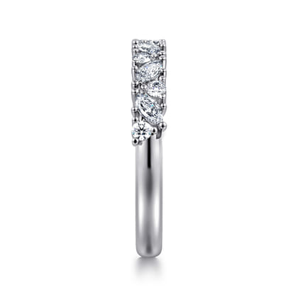 Astrielle - 14K White Gold Prong Marquise and Round Diamond Anniversary Band