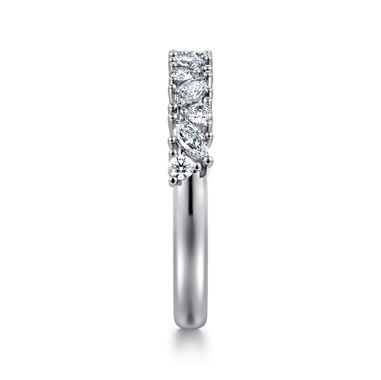 Fancy Wedding Ring in 14k White Gold with Marquise Natural Diamond at Gabriel & Co. - Shot 4