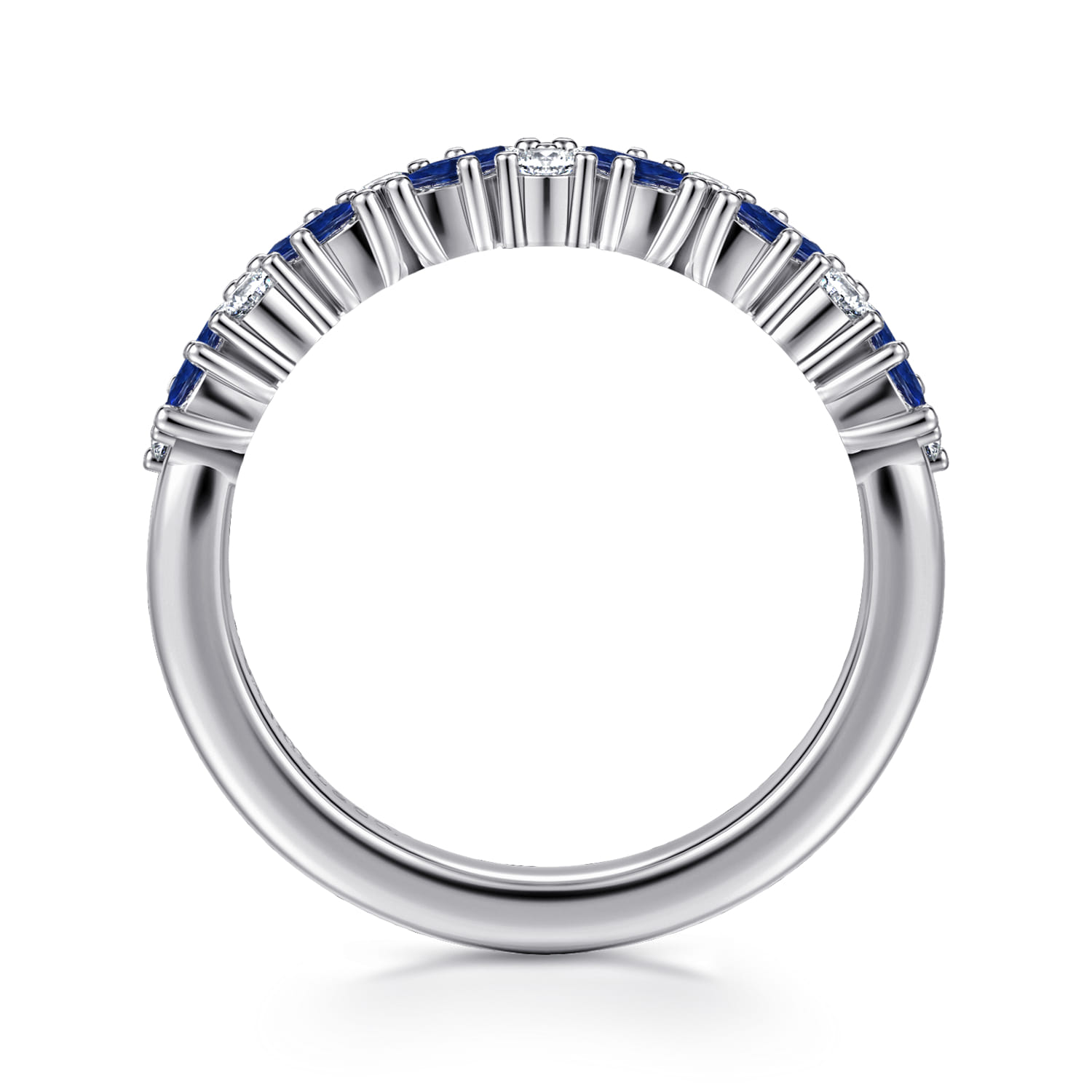 Fancy Wedding Ring in 14k White Gold with Marquise Sapphire at Gabriel & Co. - Shot 2