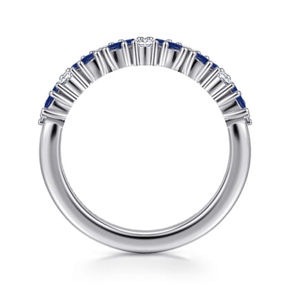 Astrielle - 14K Yellow Gold Prong Marquise Sapphire and Round Diamond Anniversary Band