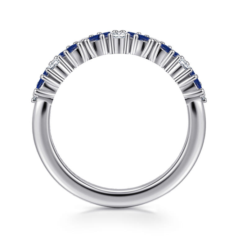 Fancy Wedding Ring in 14k White Gold with Marquise Sapphire at Gabriel & Co. - Shot 2