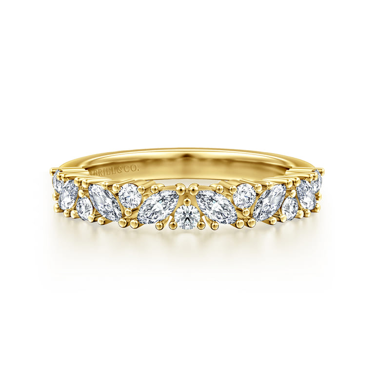 Fancy Wedding Ring in 14k Yellow Gold with Marquise Natural Diamond at Gabriel & Co. - Shot 1