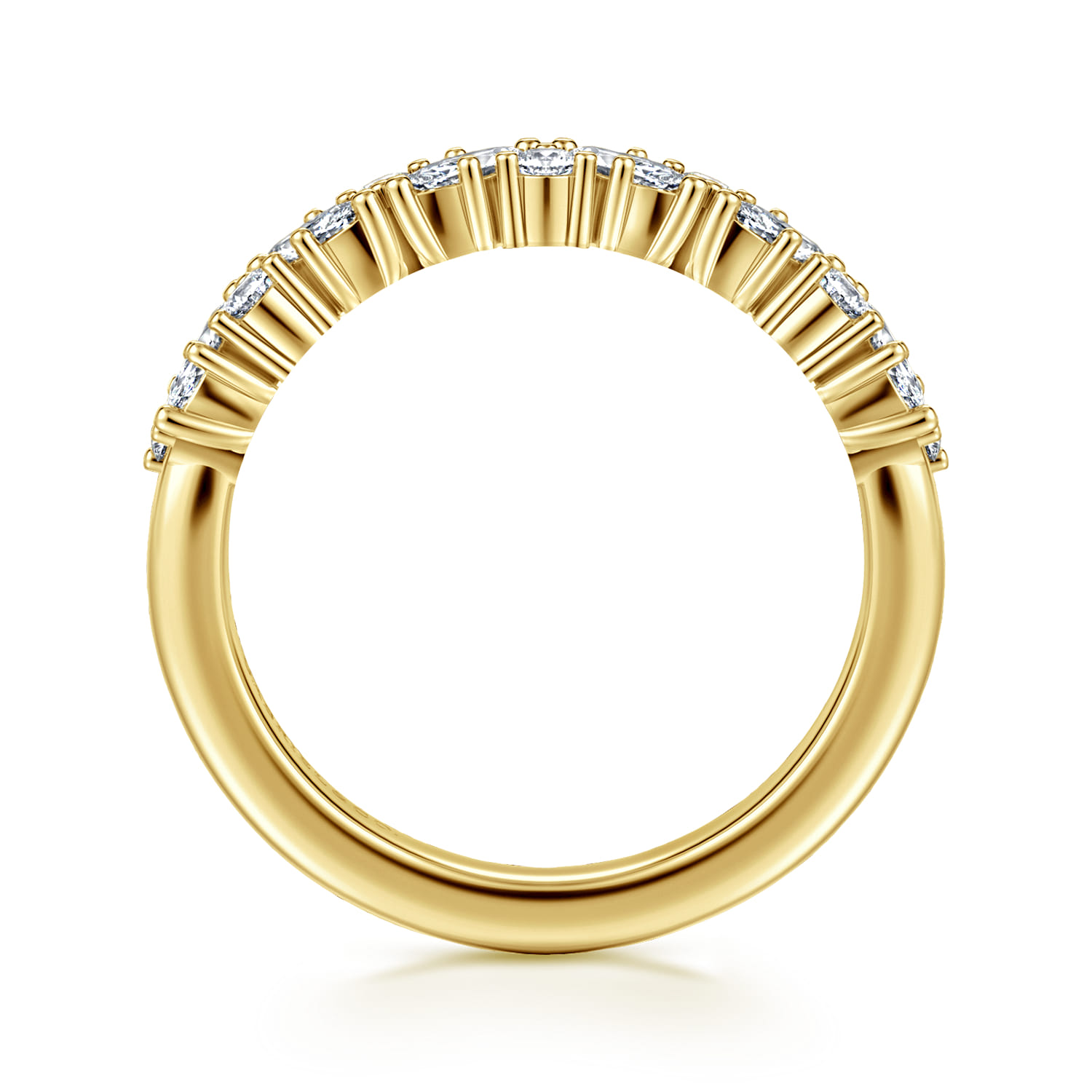 Astrielle - 14K Yellow Gold Prong Marquise and Round Diamond Anniversary Band