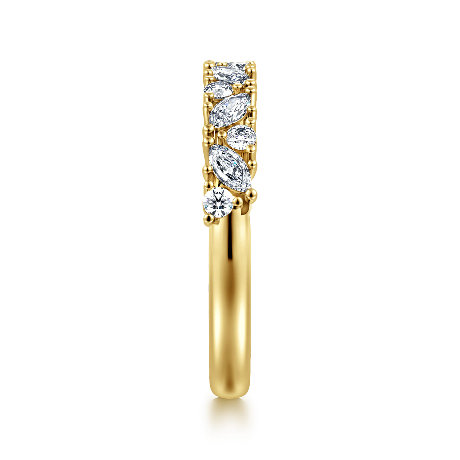 Astrielle - 14K Yellow Gold Prong Marquise and Round Diamond Anniversary Band