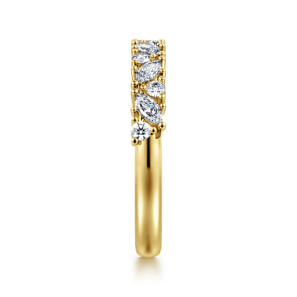 Astrielle - 14K Yellow Gold Prong Marquise and Round Diamond Anniversary Band