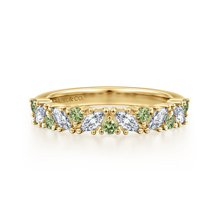 Fancy Wedding Ring in 14k Yellow Gold with Marquise  at Gabriel & Co. - Shot 1