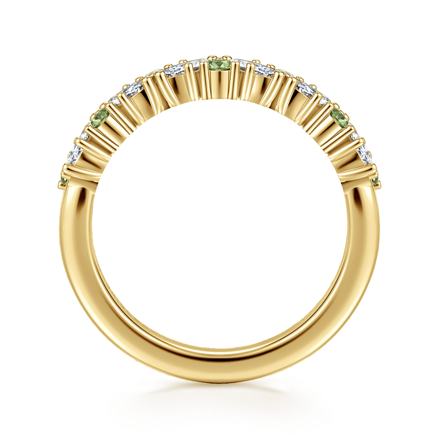 Fancy Wedding Ring in 14k Yellow Gold with Marquise  at Gabriel & Co. - Shot 2