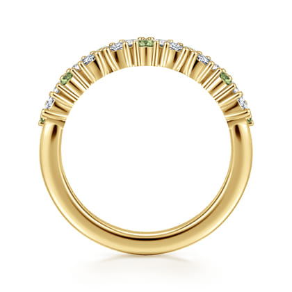 Astrielle - 14K Yellow Gold Prong Marquise and Round Green Sapphire and Diamond Anniversary Band