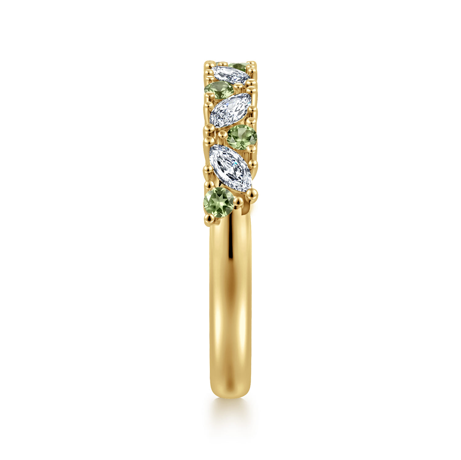 Fancy Wedding Ring in 14k Yellow Gold with Marquise  at Gabriel & Co. - Shot 4