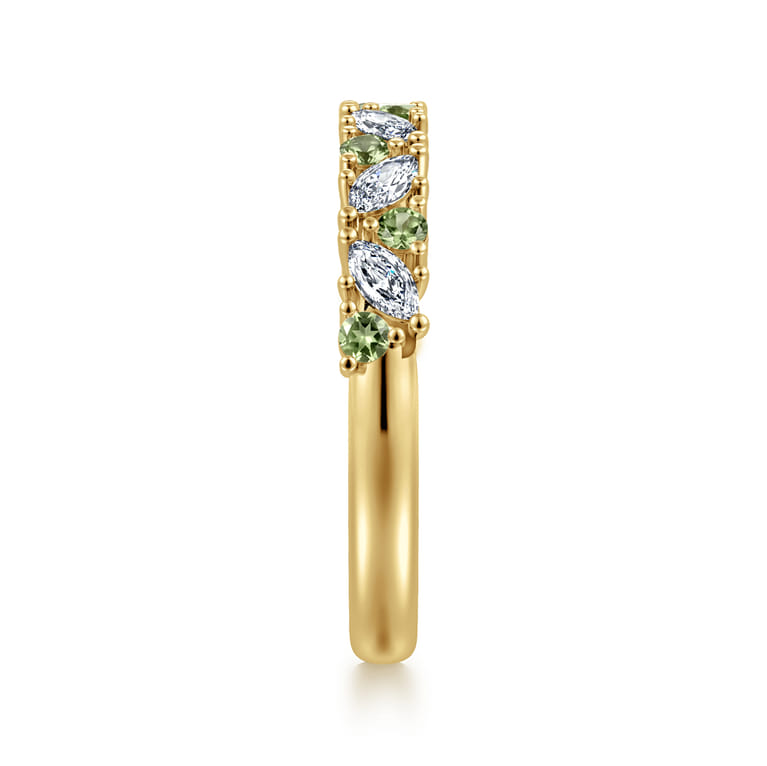 Fancy Wedding Ring in 14k Yellow Gold with Marquise  at Gabriel & Co. - Shot 4