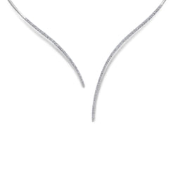 Asymmetrical 14K White Gold Open Diamond Collar Necklace