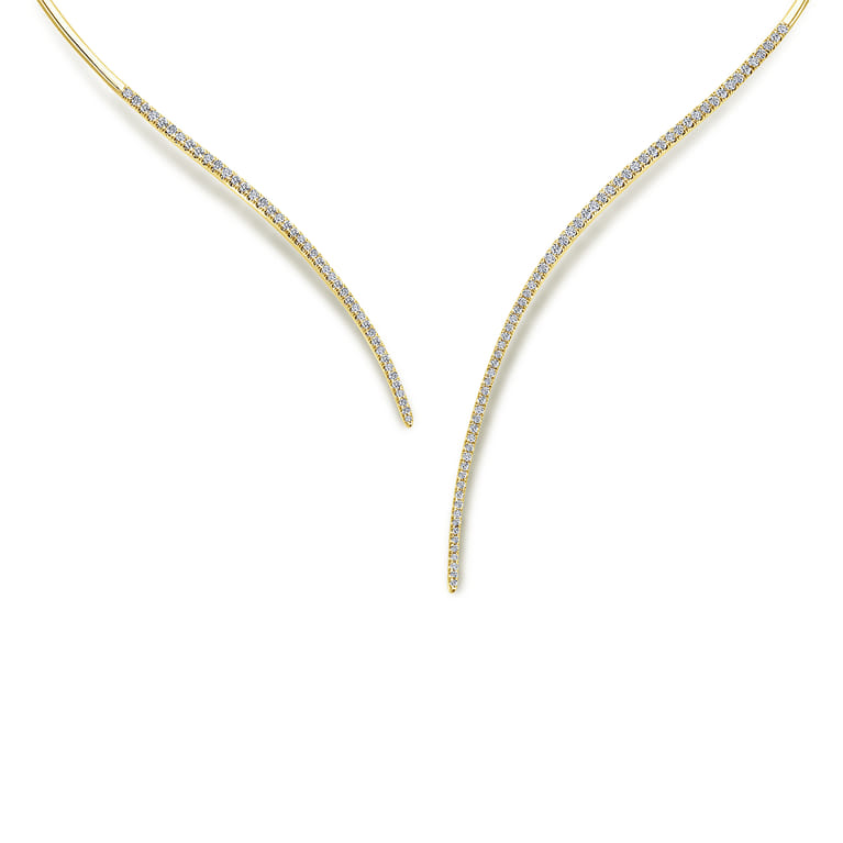 Asymmetrical 14K Yellow Gold Open Diamond Collar Necklace - 1 ct - Shot 1