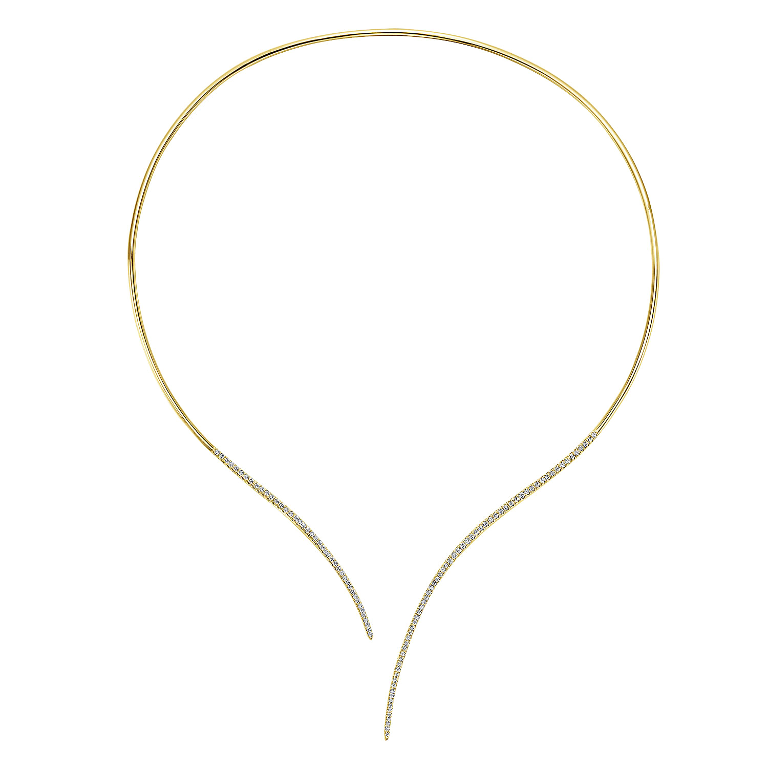 Asymmetrical 14K Yellow Gold Open Diamond Collar Necklace - 1 ct - Shot 2