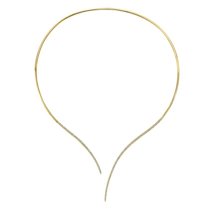 Asymmetrical 14K Yellow Gold Open Diamond Collar Necklace