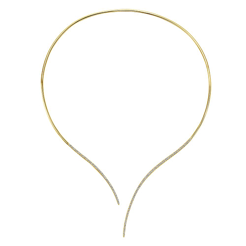Asymmetrical 14K Yellow Gold Open Diamond Collar Necklace - 1 ct - Shot 2