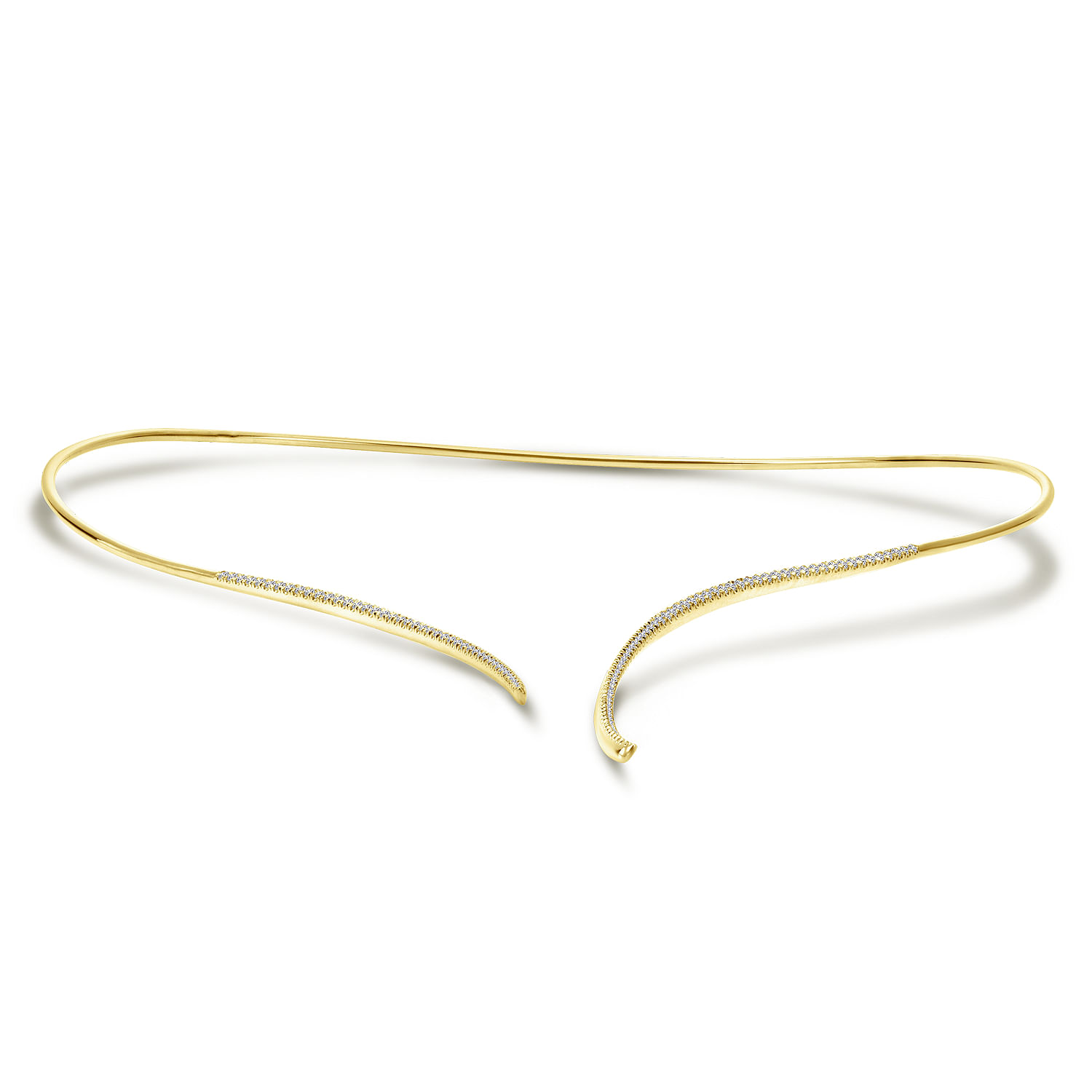 Asymmetrical 14K Yellow Gold Open Diamond Collar Necklace - 1 ct - Shot 3