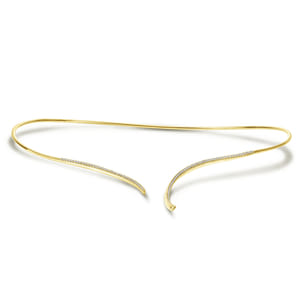 Asymmetrical 14K Yellow Gold Open Diamond Collar Necklace