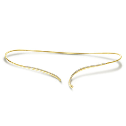 Asymmetrical 14K Yellow Gold Open Diamond Collar Necklace