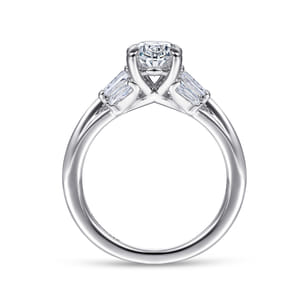 Athenee - 14K White Gold Oval Three Stone Diamond Engagement Ring