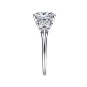 Athenee - 14K White Gold Oval Three Stone Diamond Engagement Ring