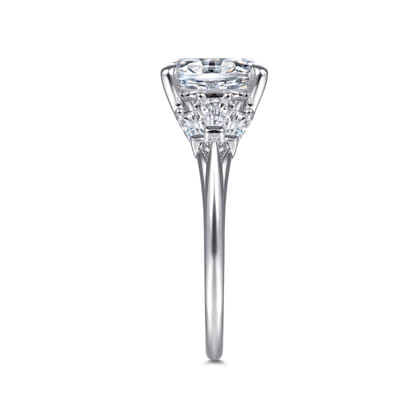 Athenee - 14K White Gold Oval Three Stone Diamond Engagement Ring