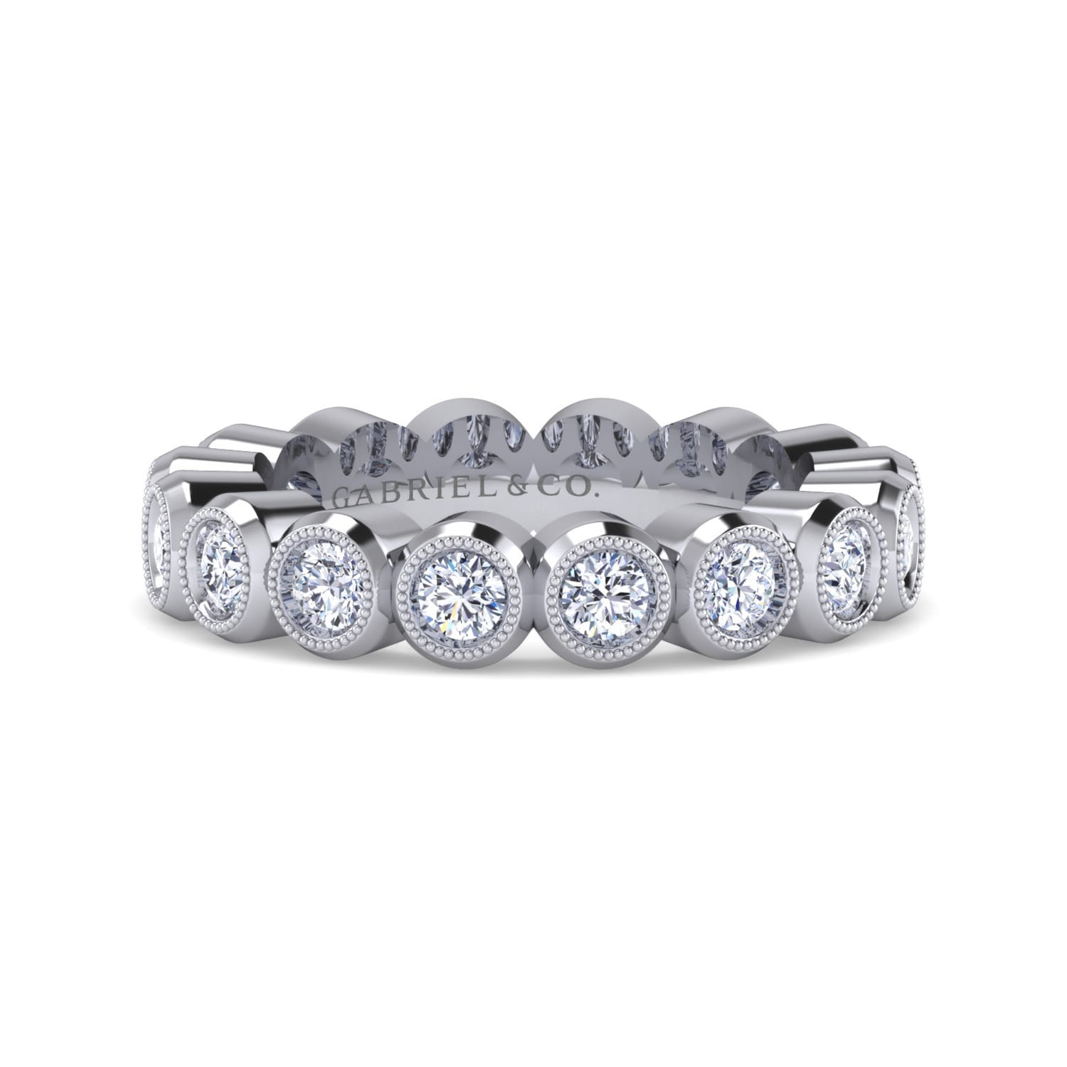 Eternity Band Wedding Ring in 14k White Gold with Round Natural Diamond at Gabriel & Co. - Shot 1