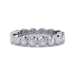 Athens - Vintage Inspired 14K White Gold Bezel Set Diamond Eternity Band
