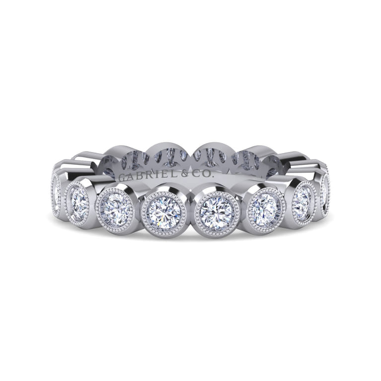 Eternity Band Wedding Ring in 14k White Gold with Round Natural Diamond at Gabriel & Co. - Shot 1