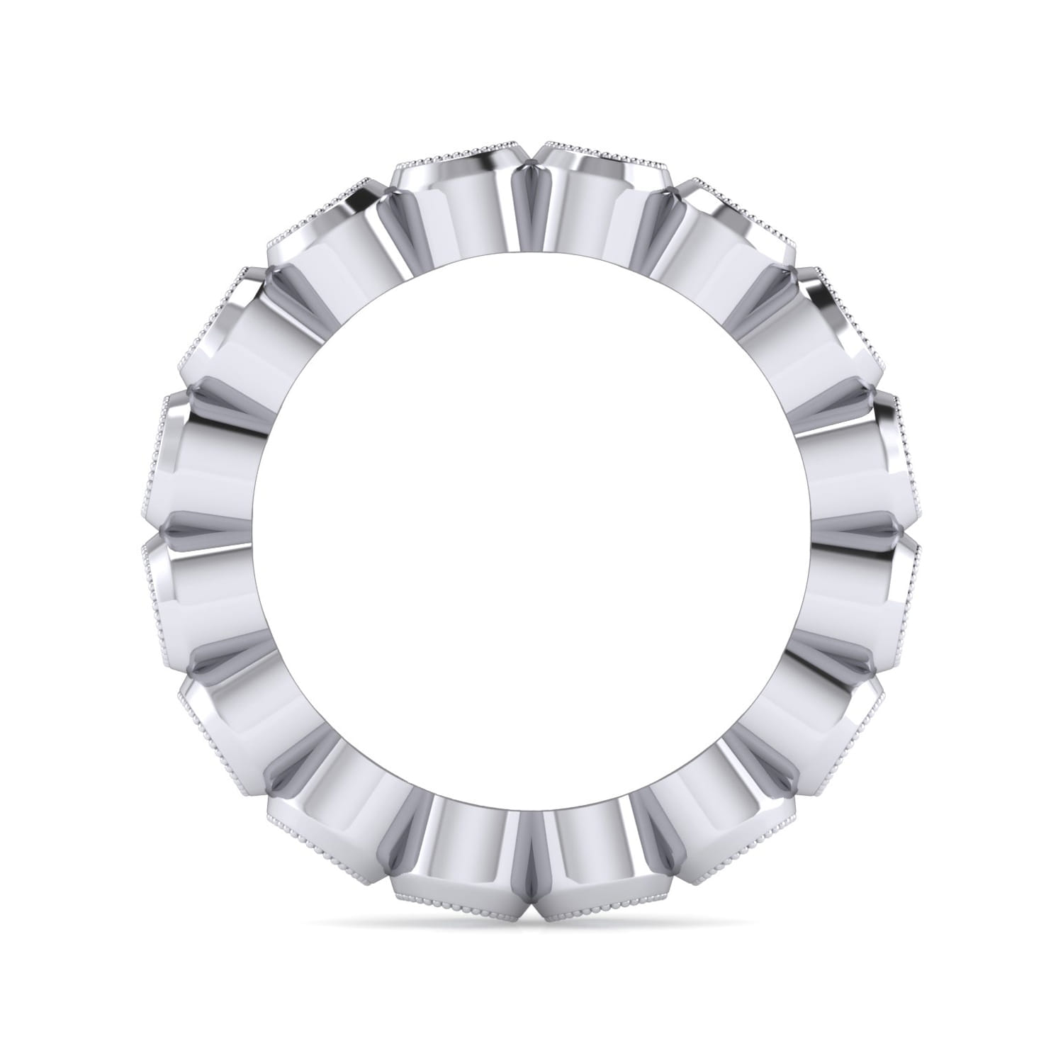Eternity Band Wedding Ring in 14k White Gold with Round Natural Diamond at Gabriel & Co. - Shot 2