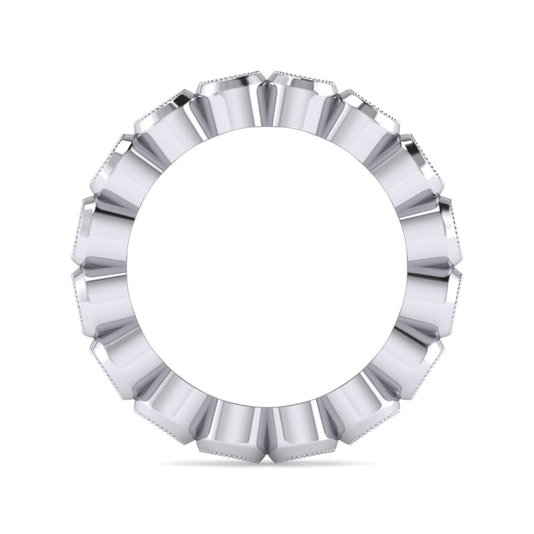 Eternity Band Wedding Ring in 14k White Gold with Round Natural Diamond at Gabriel & Co. - Shot 2
