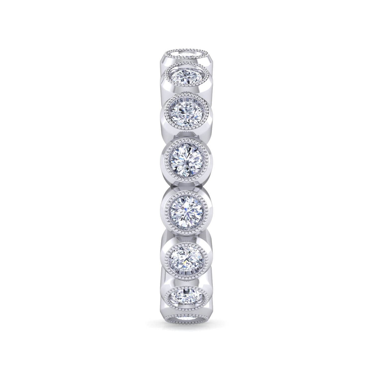Eternity Band Wedding Ring in 14k White Gold with Round Natural Diamond at Gabriel & Co. - Shot 4