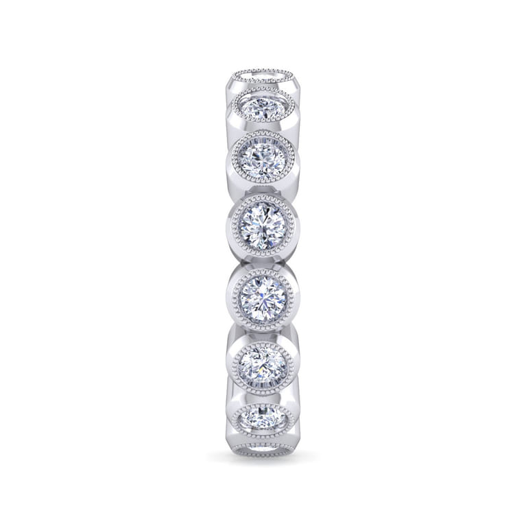 Eternity Band Wedding Ring in 14k White Gold with Round Natural Diamond at Gabriel & Co. - Shot 4